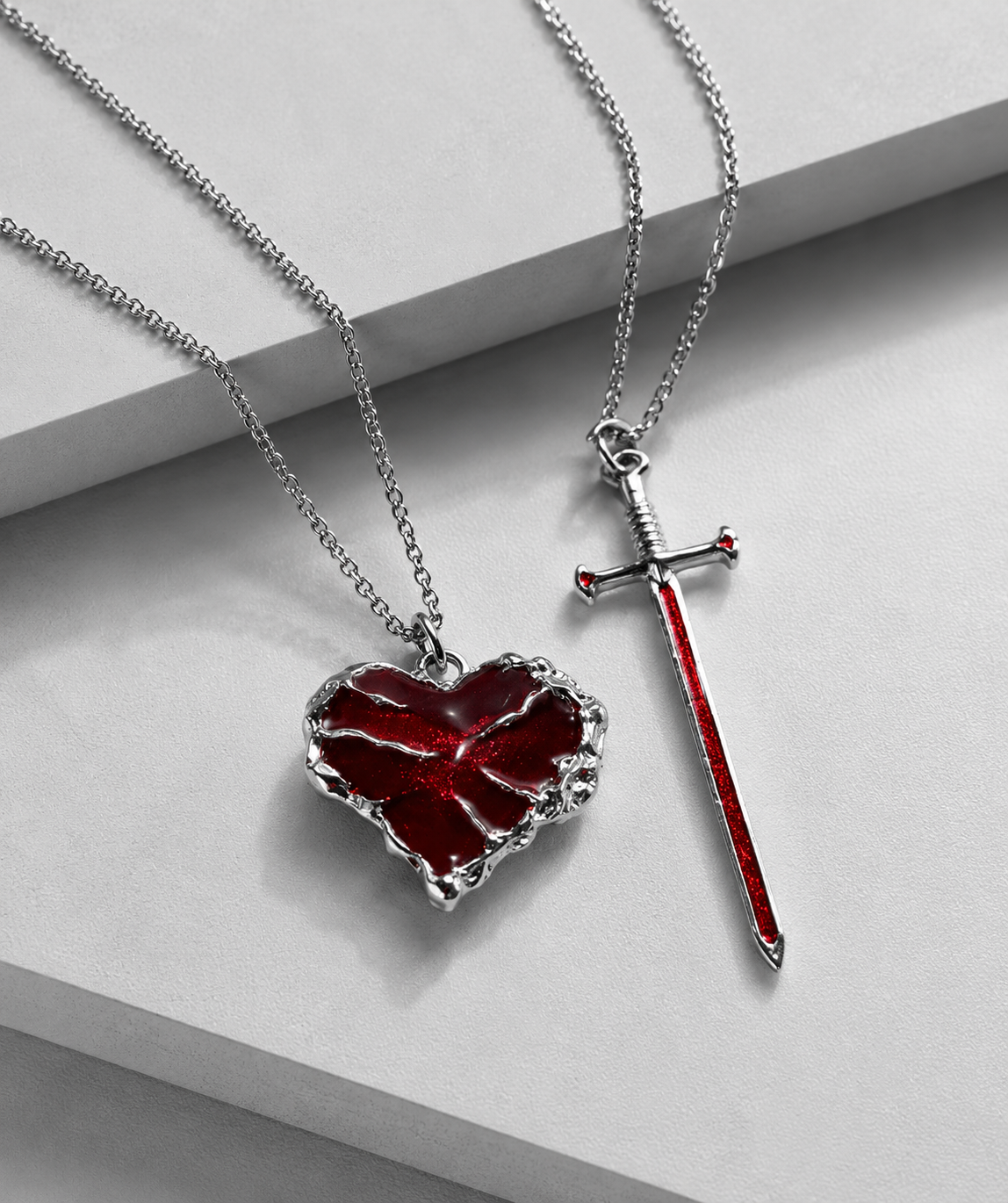 Collar para Parejas Corazón y Espada